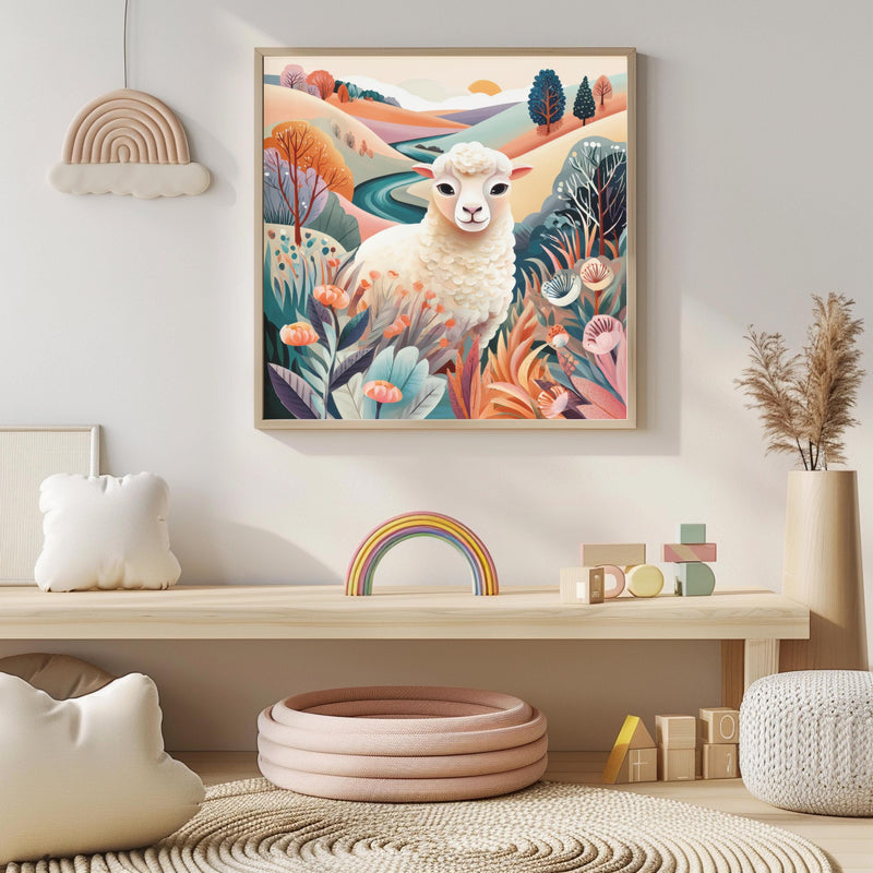 Dopamine Nursery Lamb Print – Sweet Sheep Wall Art for Baby Nursery (Digital Download)