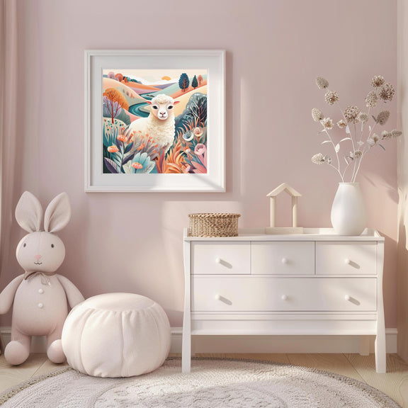 Dopamine Nursery Lamb Print – Sweet Sheep Wall Art for Baby Nursery (Digital Download)