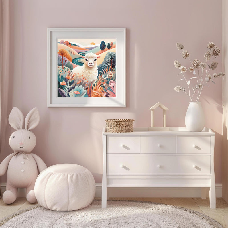 Dopamine Nursery Lamb Print – Sweet Sheep Wall Art for Baby Nursery (Digital Download)