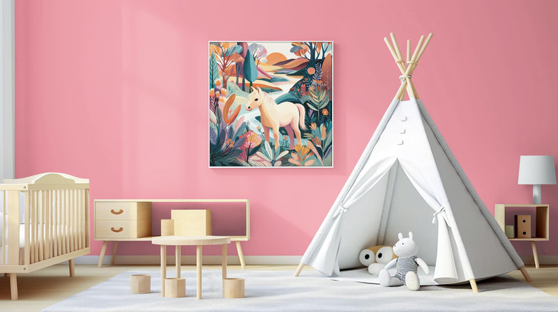 Dopamine Nursery Pony Print – Vibrant Horse Wall Art for Kids Room (Digital Download)