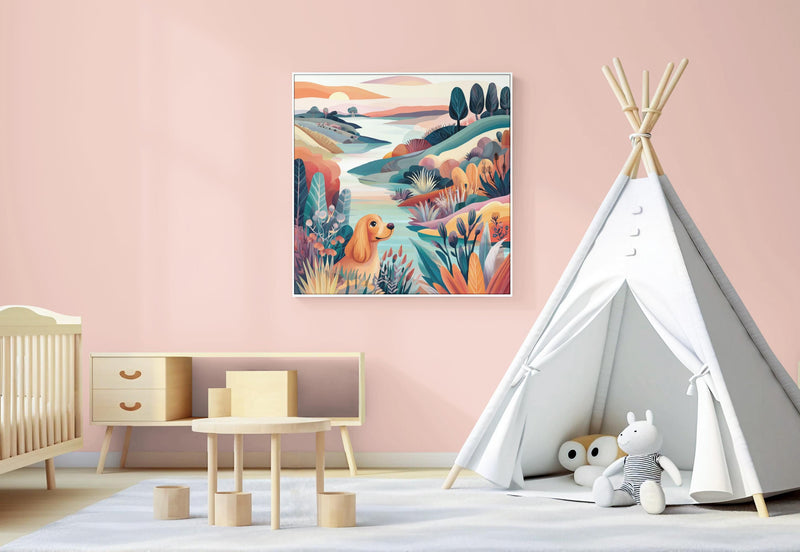 Dopamine Nursery Puppy Print – Colorful Dog Wall Art for Baby Room (Digital Download)