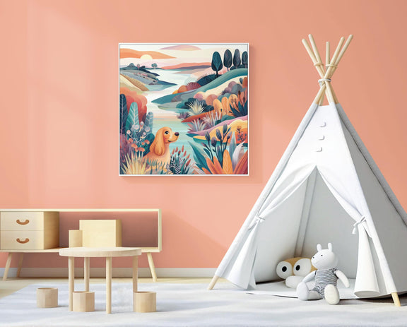 Dopamine Nursery Puppy Print – Colorful Dog Wall Art for Baby Room (Digital Download)