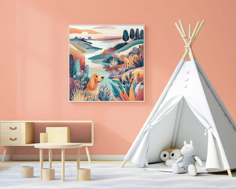 Dopamine Nursery Puppy Print – Colorful Dog Wall Art for Baby Room (Digital Download)