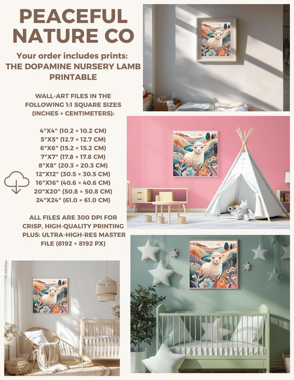 Dopamine Nursery Lamb Print – Sweet Sheep Wall Art for Baby Nursery (Digital Download)