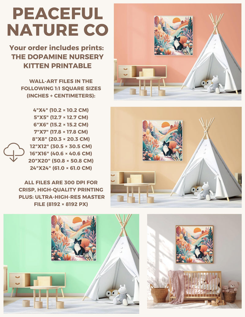 Kitten Nursery Printable – Cat Art, Baby Room Decor (Digital Download)