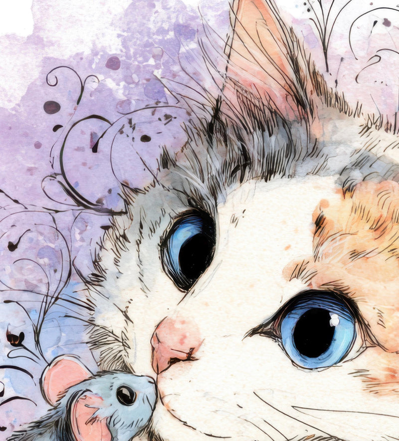 Calico Kitten Watercolor Print, Nursery Cat Art (Digital Download)