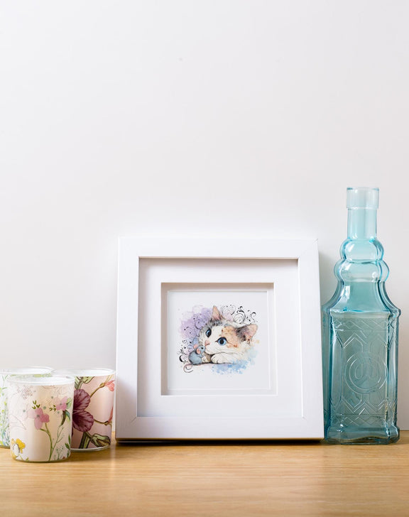 Calico Kitten Watercolor Print, Nursery Cat Art (Digital Download)