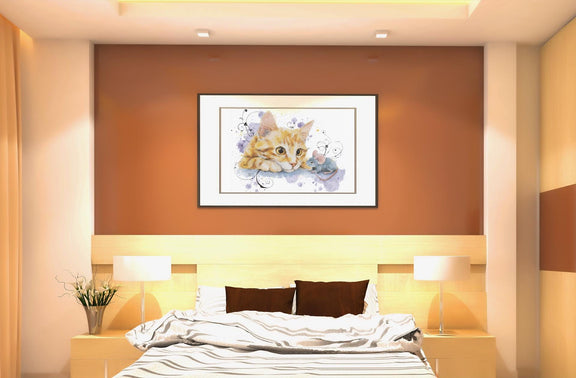 Orange Tabby Kitten Watercolor Print, Nursery Cat Art (Digital Download)