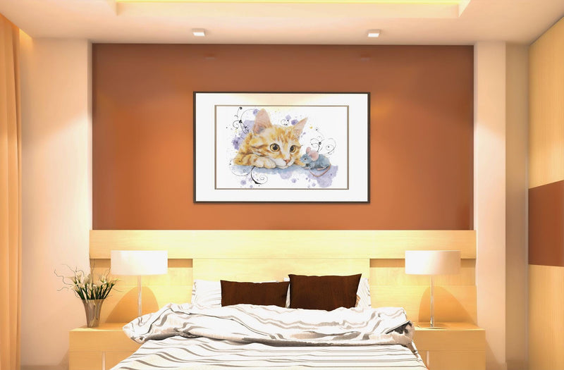 Orange Tabby Kitten Watercolor Print, Nursery Cat Art (Digital Download)