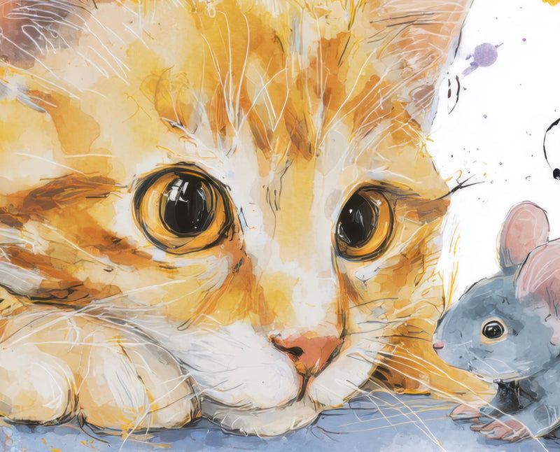 Orange Tabby Kitten Watercolor Print, Nursery Cat Art (Digital Download)