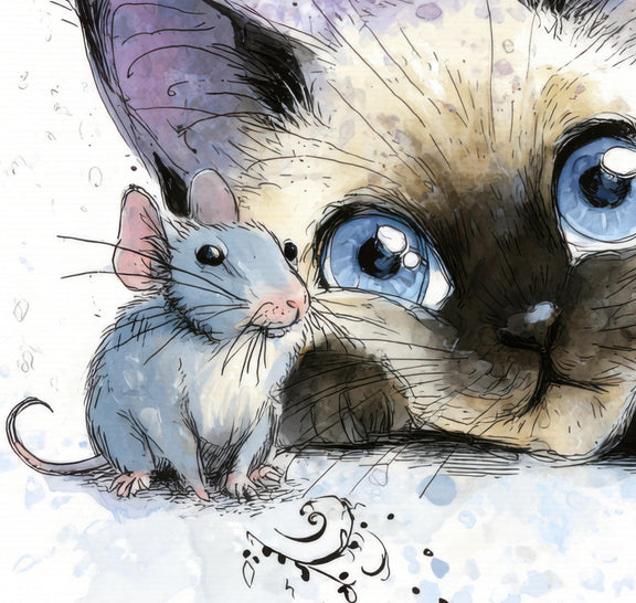 Siamese Kitten Watercolor Print, Nursery Wall Art (Digital Download)