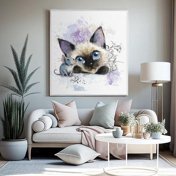 Siamese Kitten Watercolor Print, Nursery Wall Art (Digital Download)
