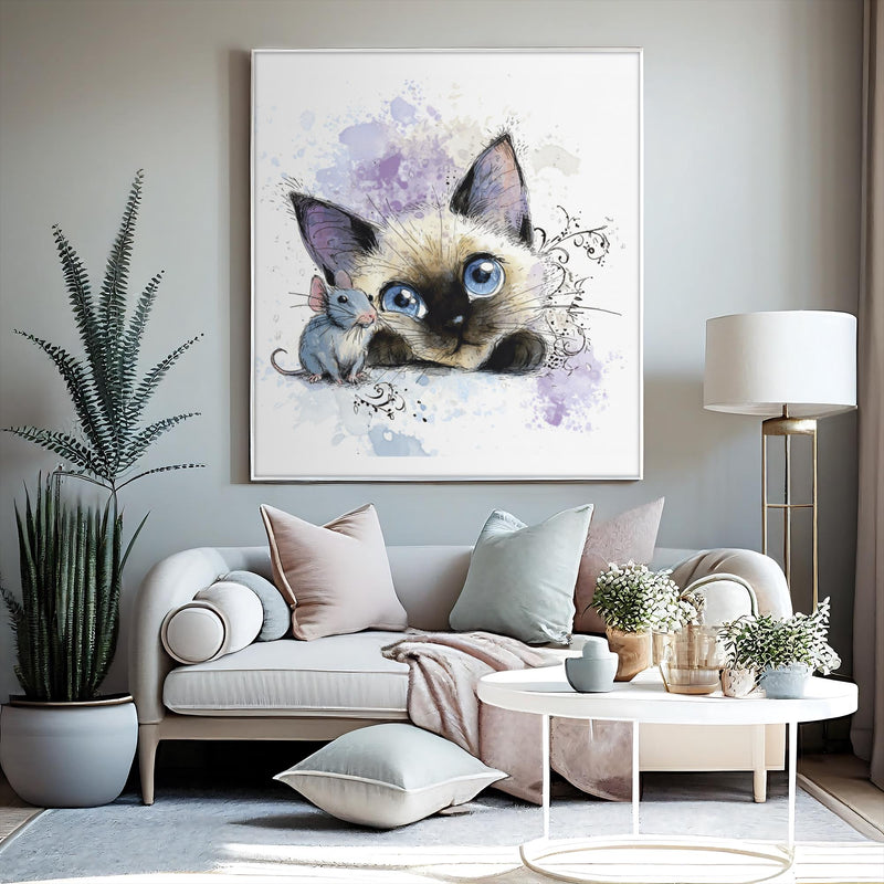 Siamese Kitten Watercolor Print, Nursery Wall Art (Digital Download)