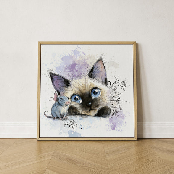 Siamese Kitten Watercolor Print, Nursery Wall Art (Digital Download)