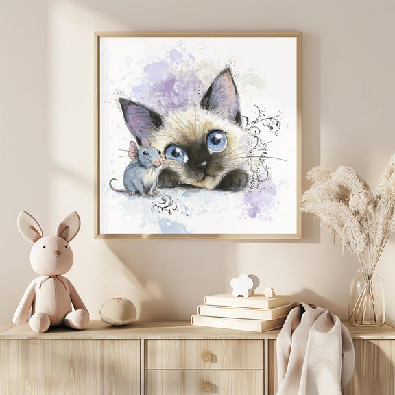 Kitten Nursery Wall Art Set of 6 • Baby Room Cat Prints • Digital Download