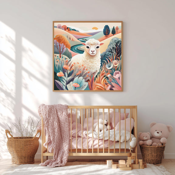 Dopamine Nursery Lamb Print – Sweet Sheep Wall Art for Baby Nursery (Digital Download)