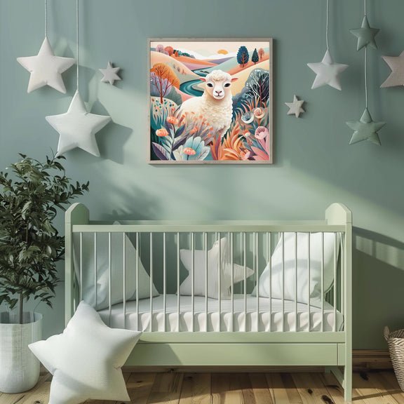 Dopamine Nursery Lamb Print – Sweet Sheep Wall Art for Baby Nursery (Digital Download)
