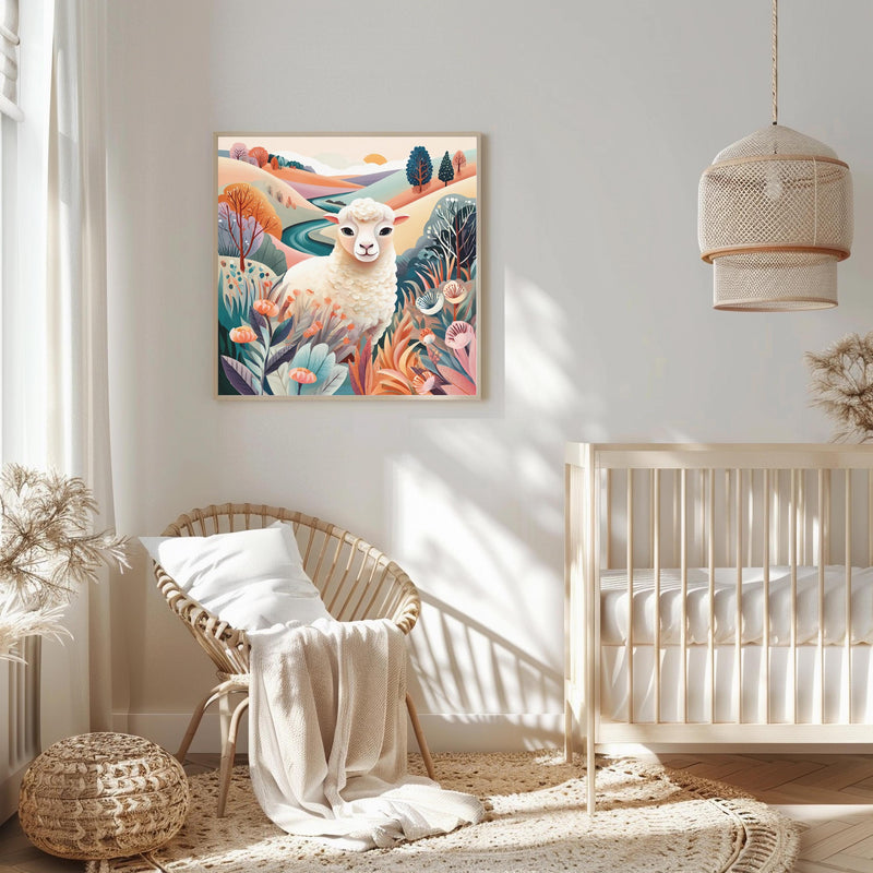 Dopamine Nursery Lamb Print – Sweet Sheep Wall Art for Baby Nursery (Digital Download)