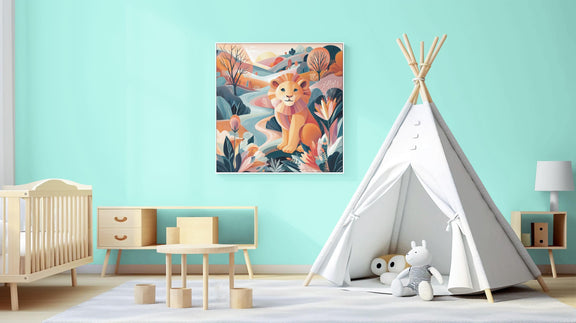 Colorful Lion Nursery Printable – Cheerful Kids Room Wall Art (Digital Download)