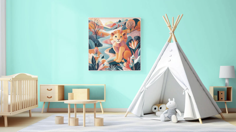 Colorful Lion Nursery Printable – Cheerful Kids Room Wall Art (Digital Download)