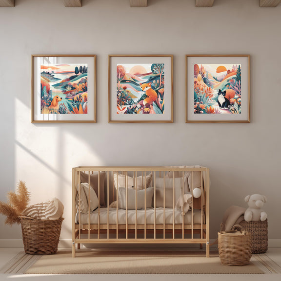Dopamine Nursery Animal Prints – 8-Pack Colorful Kids Room Wall Art Bundle (Digital Download)