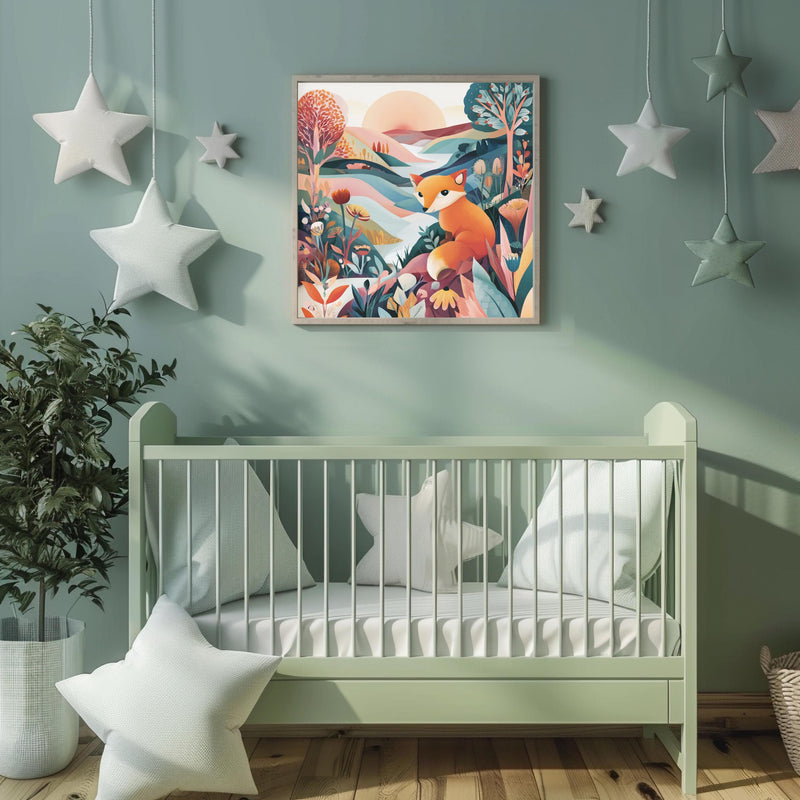 Dopamine Nursery Art Set, Puppy Kitten Fox Prints, Colorful Baby Room Decor (Instant Download)