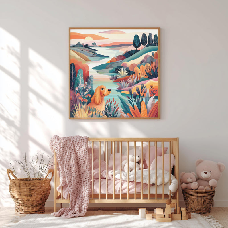 Dopamine Nursery Art Set, Puppy Kitten Fox Prints, Colorful Baby Room Decor (Instant Download)