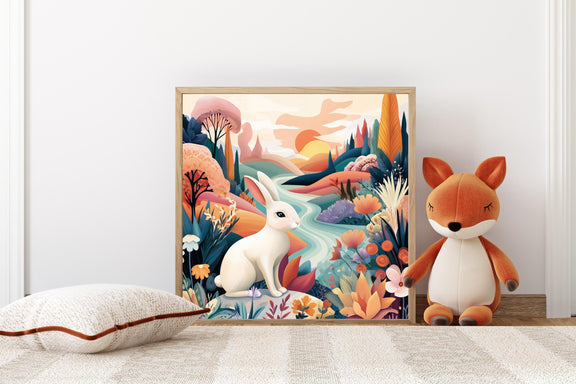 Dopamine Nursery Art Trio: Bunny, Lamb, Pony Prints (Digital Download)
