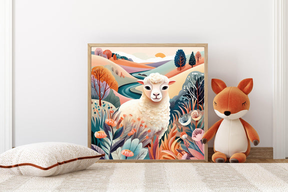 Dopamine Nursery Art Trio: Bunny, Lamb, Pony Prints (Digital Download)