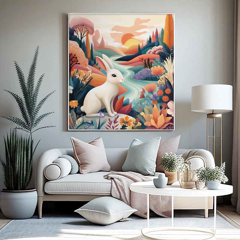 Dopamine Nursery Bunny Print – Bright Rabbit Wall Art for Baby Nursery (Digital Download)