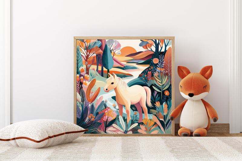 Dopamine Nursery Art Trio: Bunny, Lamb, Pony Prints (Digital Download)
