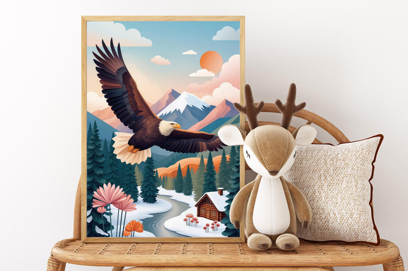 Bald Eagle Wall Art – Astra Guardian of Pinecone Valley Mountain Print (Digital Download)