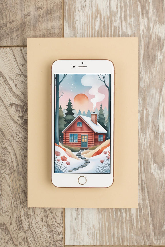 Cozy Winter Cabin Nursery Print, Whimsical Storybook Forest Art (Digital Download)