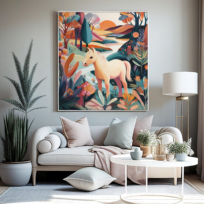 Dopamine Nursery Pony Print – Vibrant Horse Wall Art for Kids Room (Digital Download)