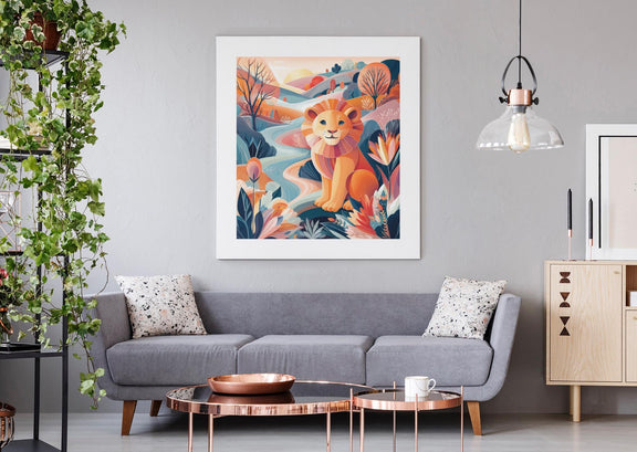 Colorful Lion Nursery Printable – Cheerful Kids Room Wall Art (Digital Download)