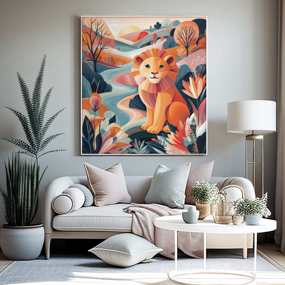 Colorful Lion Nursery Printable – Cheerful Kids Room Wall Art (Digital Download)