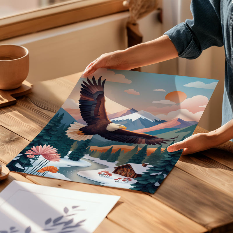 Bald Eagle Wall Art – Astra Guardian of Pinecone Valley Mountain Print (Digital Download)