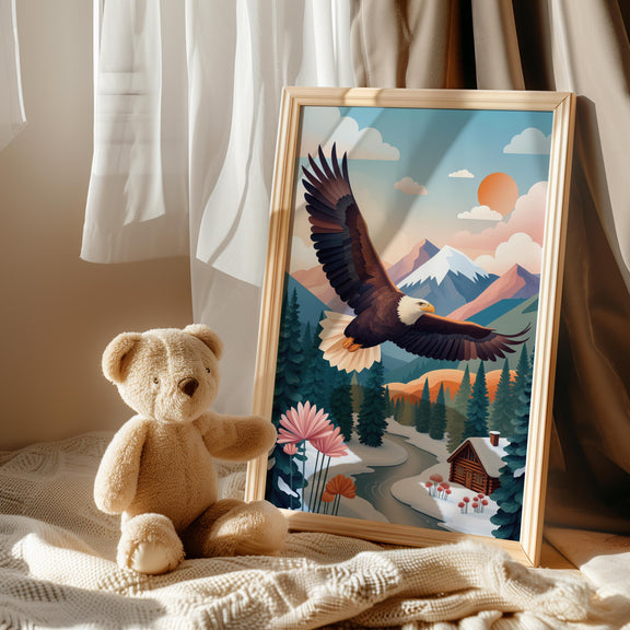 Bald Eagle Wall Art – Astra Guardian of Pinecone Valley Mountain Print (Digital Download)
