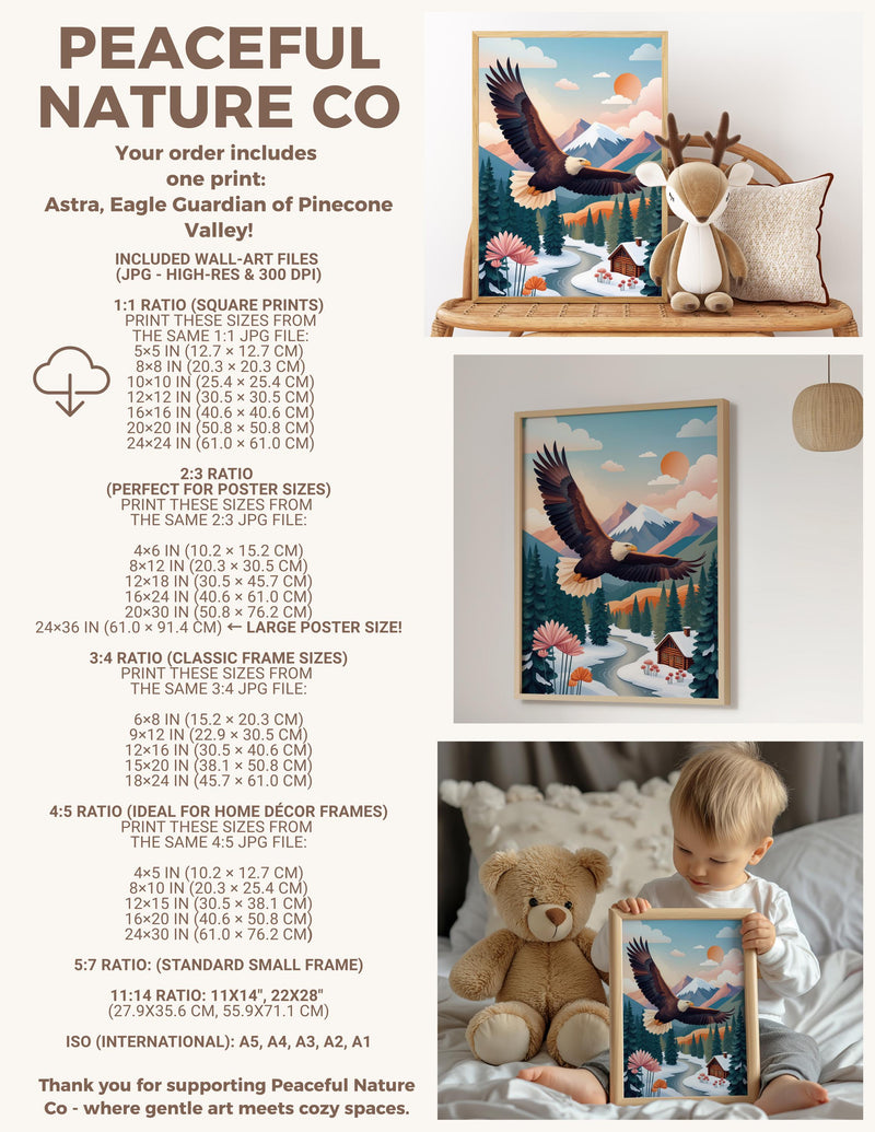 Bald Eagle Wall Art – Astra Guardian of Pinecone Valley Mountain Print (Digital Download)