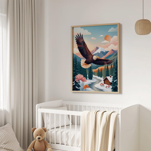 Bald Eagle Wall Art – Astra Guardian of Pinecone Valley Mountain Print (Digital Download)