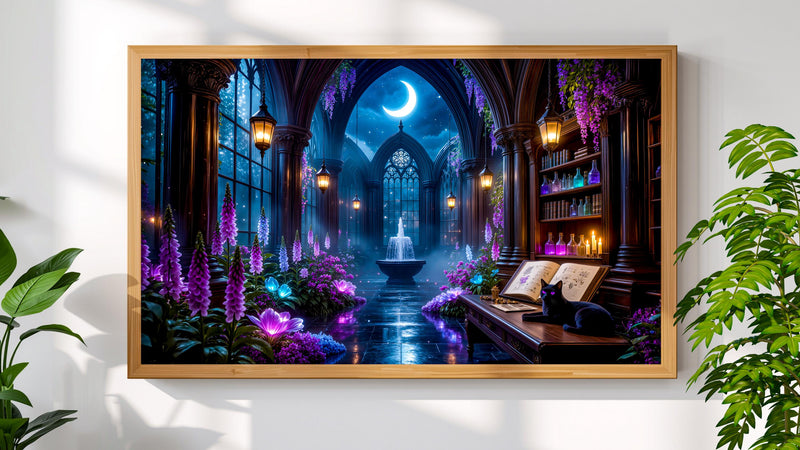 24 Gothic Black Cat Frame TV Art, Dark Academia Fantasy Decor (4K Digital Download)