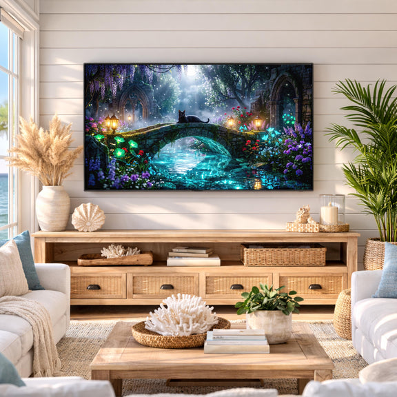 24 Gothic Black Cat Frame TV Art, Dark Academia Fantasy Decor (4K Digital Download)