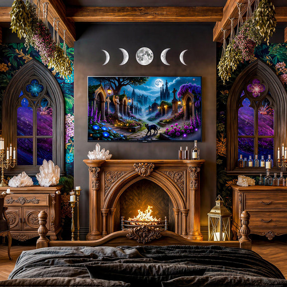 Gothic Black Cat Frame TV Art 8-Set Bundle | Fantasy, Dark Academia (Digital Download)
