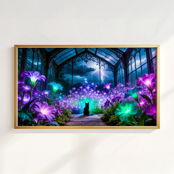 24 Gothic Black Cat Frame TV Art, Dark Academia Fantasy Decor (4K Digital Download)
