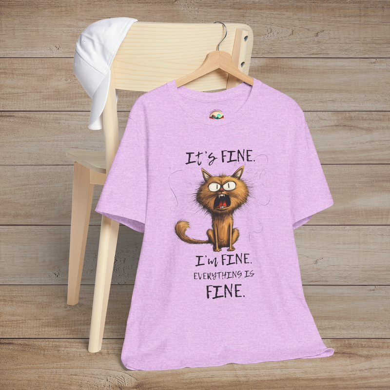 The "It’s Fine I’m Fine" T-Shirt – Funny Stressed Out Cat Tee Heather Prism Lilac