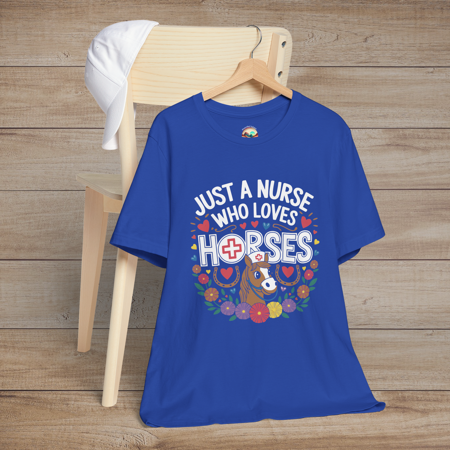 Just a Nurse Who Loves Horses T-Shirt - Cute Equestrian Tee True Royal