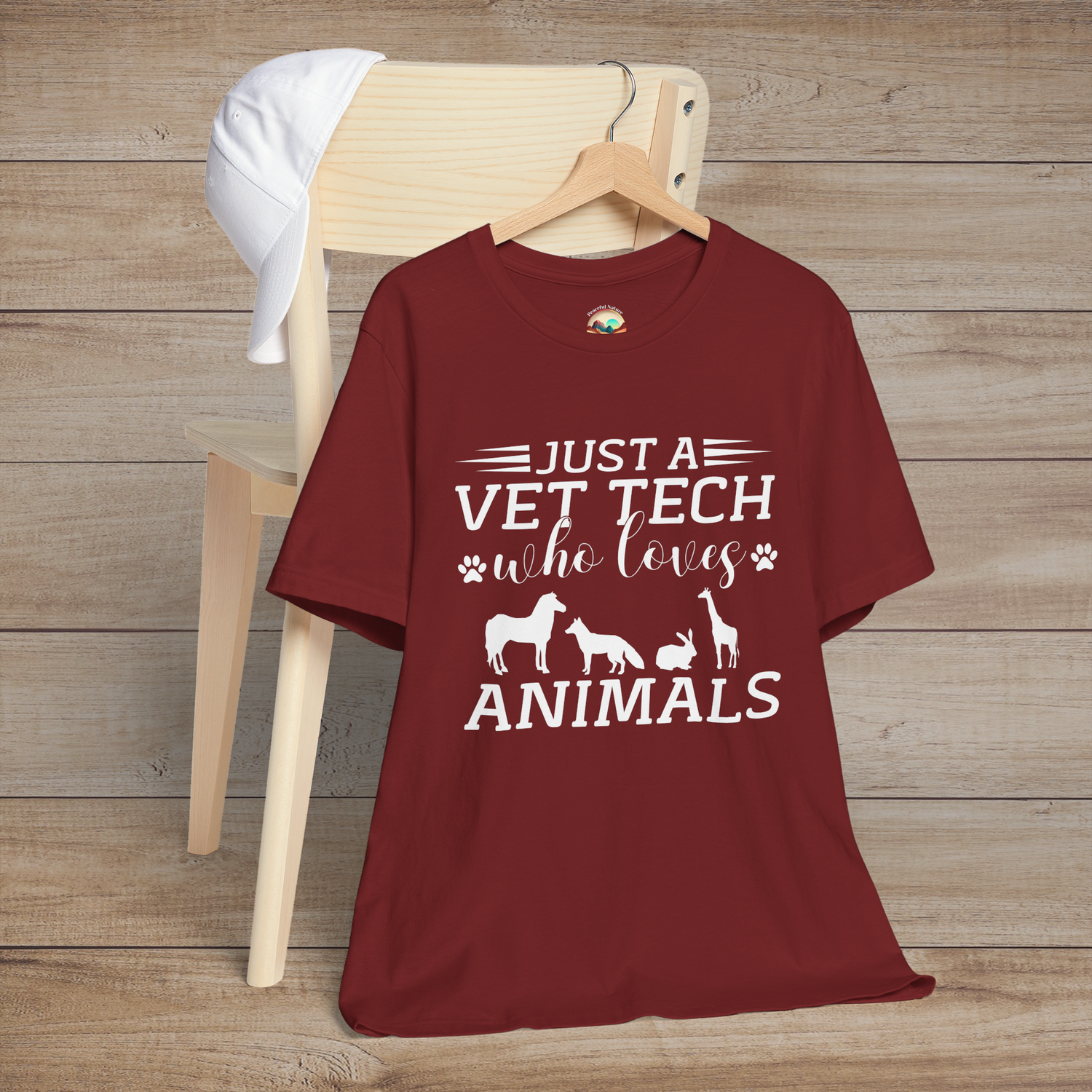 Just a Vet Tech Who Loves Animals T-Shirt - Cute Vet Tech Tee Cardinal