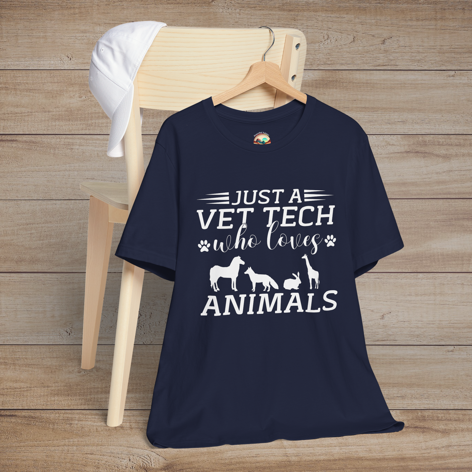 Just a Vet Tech Who Loves Animals T-Shirt - Cute Vet Tech Tee Navy
