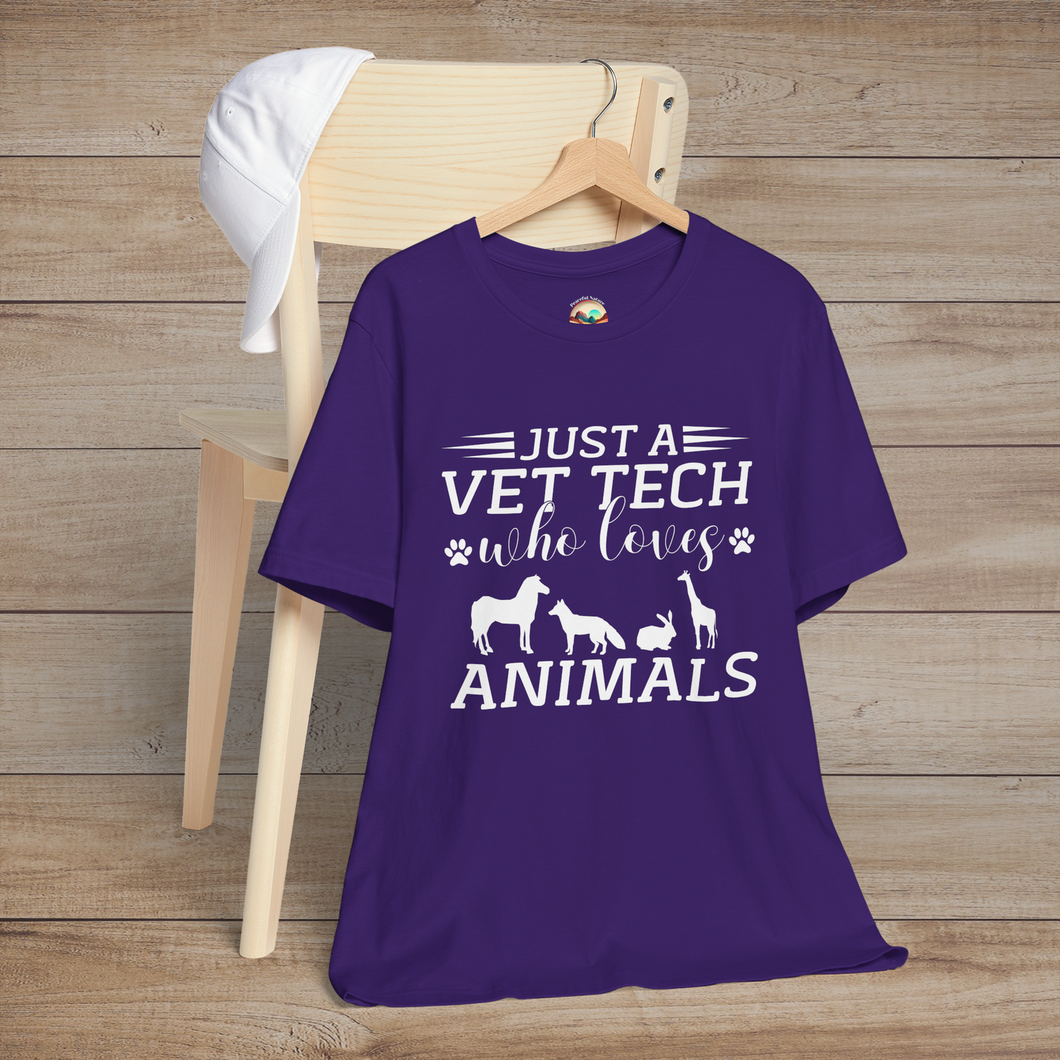 Just a Vet Tech Who Loves Animals T-Shirt - Cute Vet Tech Tee Team Purple