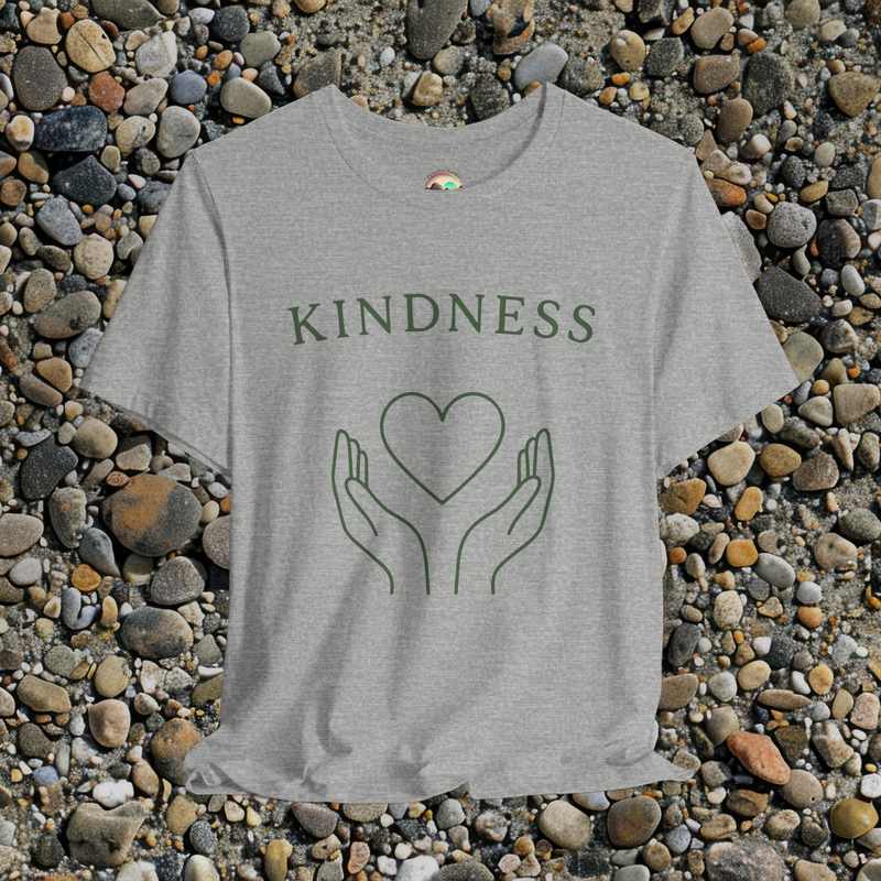 🧡 The Kindness T-Shirt – Minimalist Heart & Hands Graphic Tee for Gentle Souls Athletic Heather